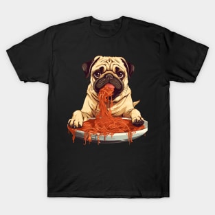 Pug Eating Pasta T-Shirt